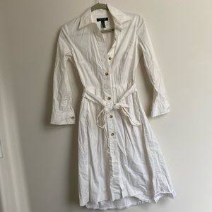 Collared button down dress with tie waist